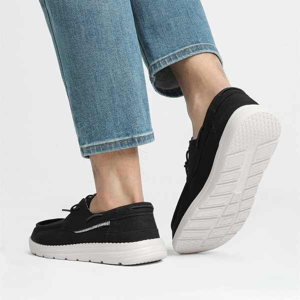 Minimalist Men's Slip On  Canvas Loafers - BLACK - 7